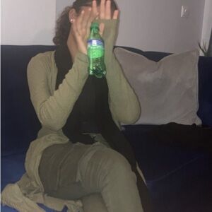 Olive Green Women's long cardigan